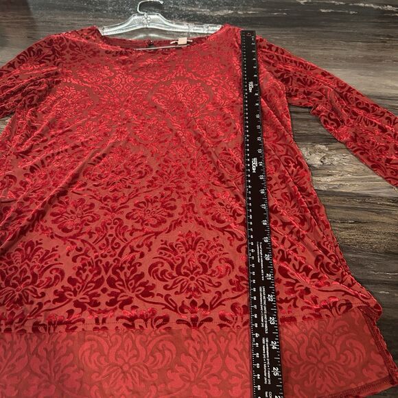 Cato Womens Velvet Burn Out Top Small Tunic Semi Sheer Floral Modest Stretch - Picture 11 of 13